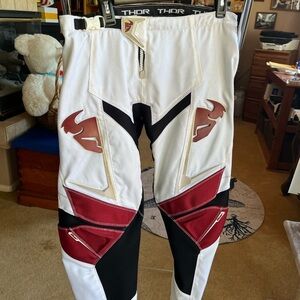Thor Men's White and Burgundy Racing Pants